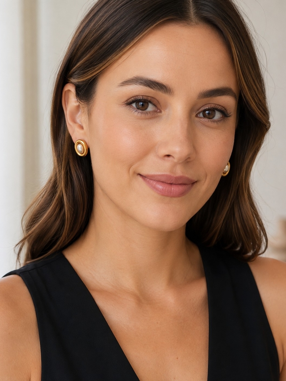 Carolee Gold-Tone Oval Earrings with Pearlescent Centers